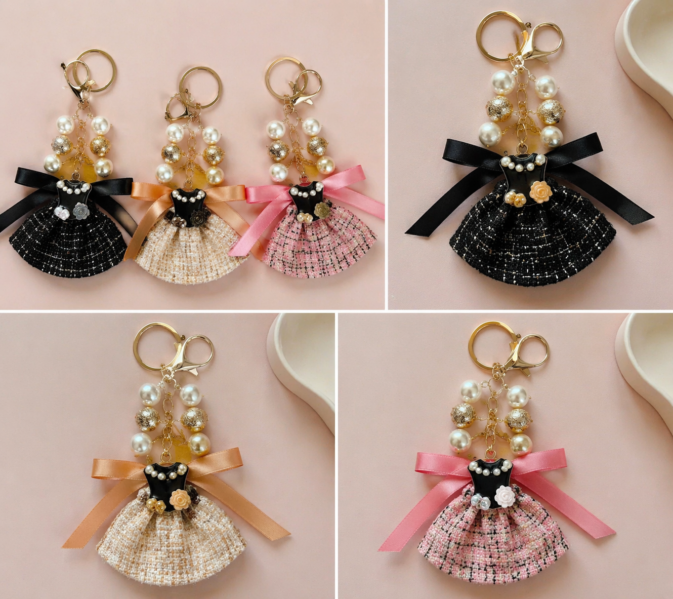 Eleganter Taschenanhänger – Perlen Kleid - Little Gift Box