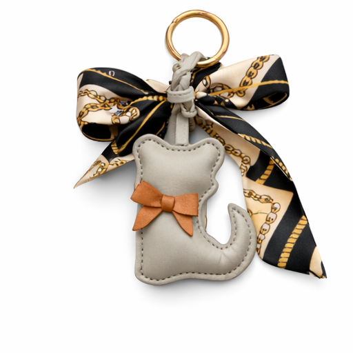 Katzen Schlüsselanhänger mit Schleife – Eleganter Taschenanhänger & Geschenkidee - Little Gift Box