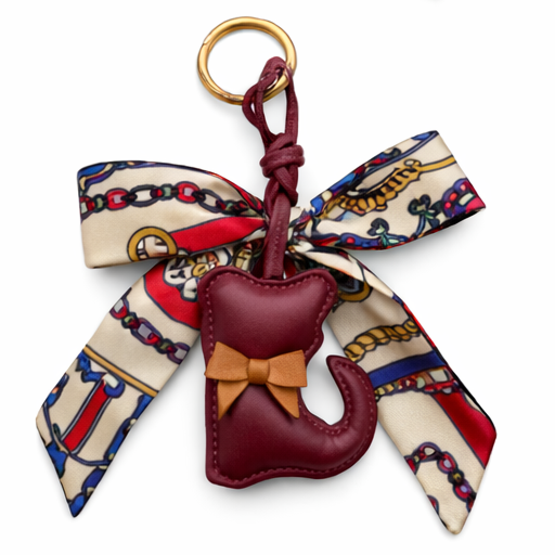Katzen Schlüsselanhänger mit Schleife – Eleganter Taschenanhänger & Geschenkidee - Little Gift Box