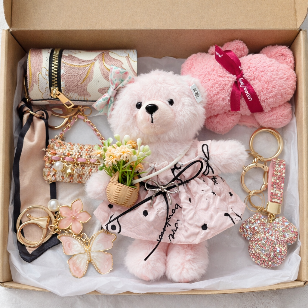 💖 Premium Pink Geschenkbox – Teddy & Glam Accessoires - Little Gift Box